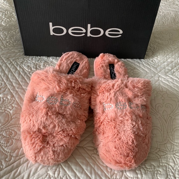 NIB Bebe Charee Womens Faux Fur Slippers - Picture 2 of 5